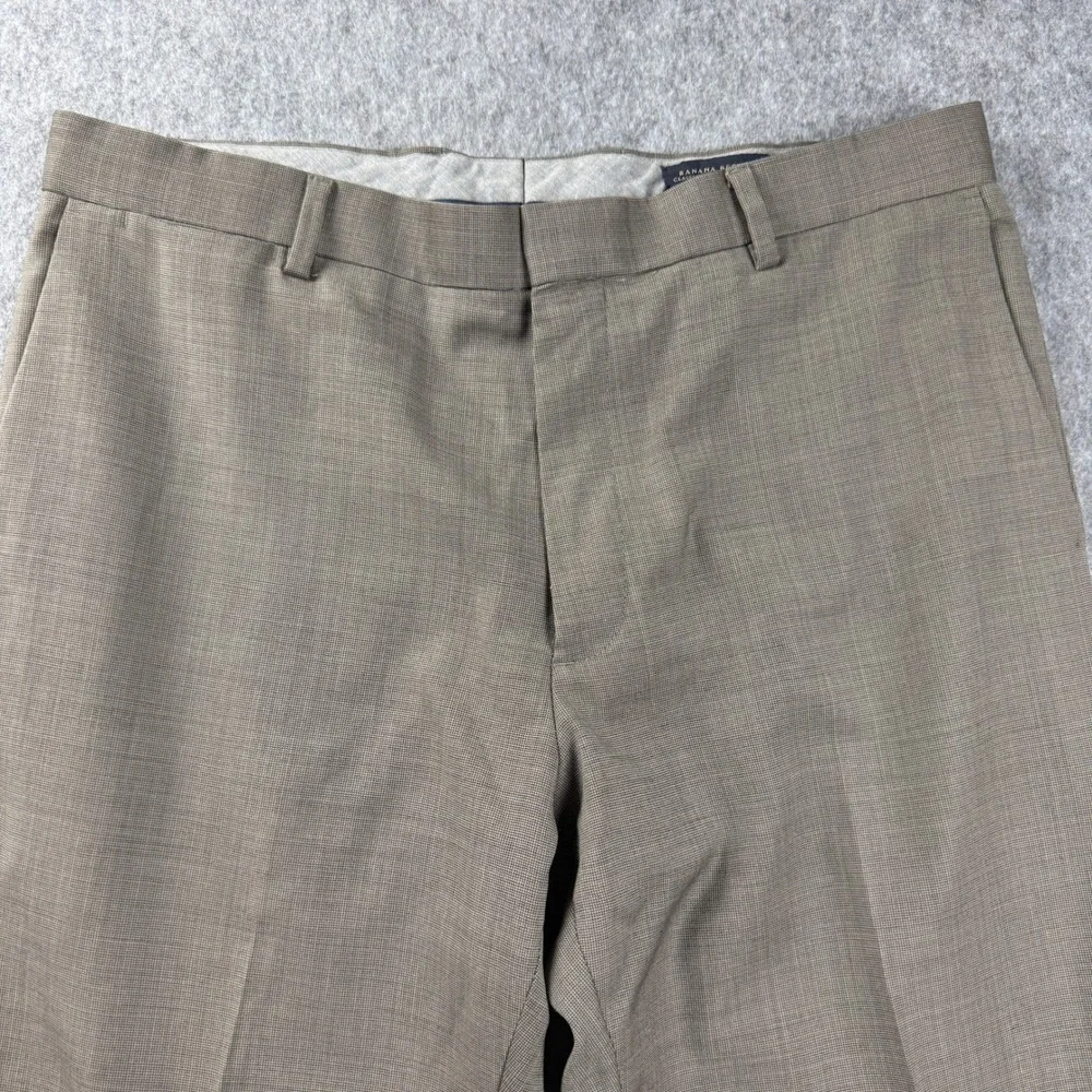 Banana Republic Dress Pants 38x33 Classic Fit Textured Wool Blend Brown Textured